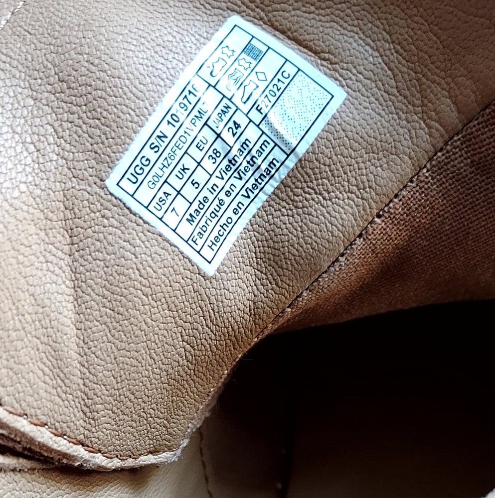 UGG Leather Brown Side Zipper Ankle Sneakers Size 7 - Picture 8 of 8